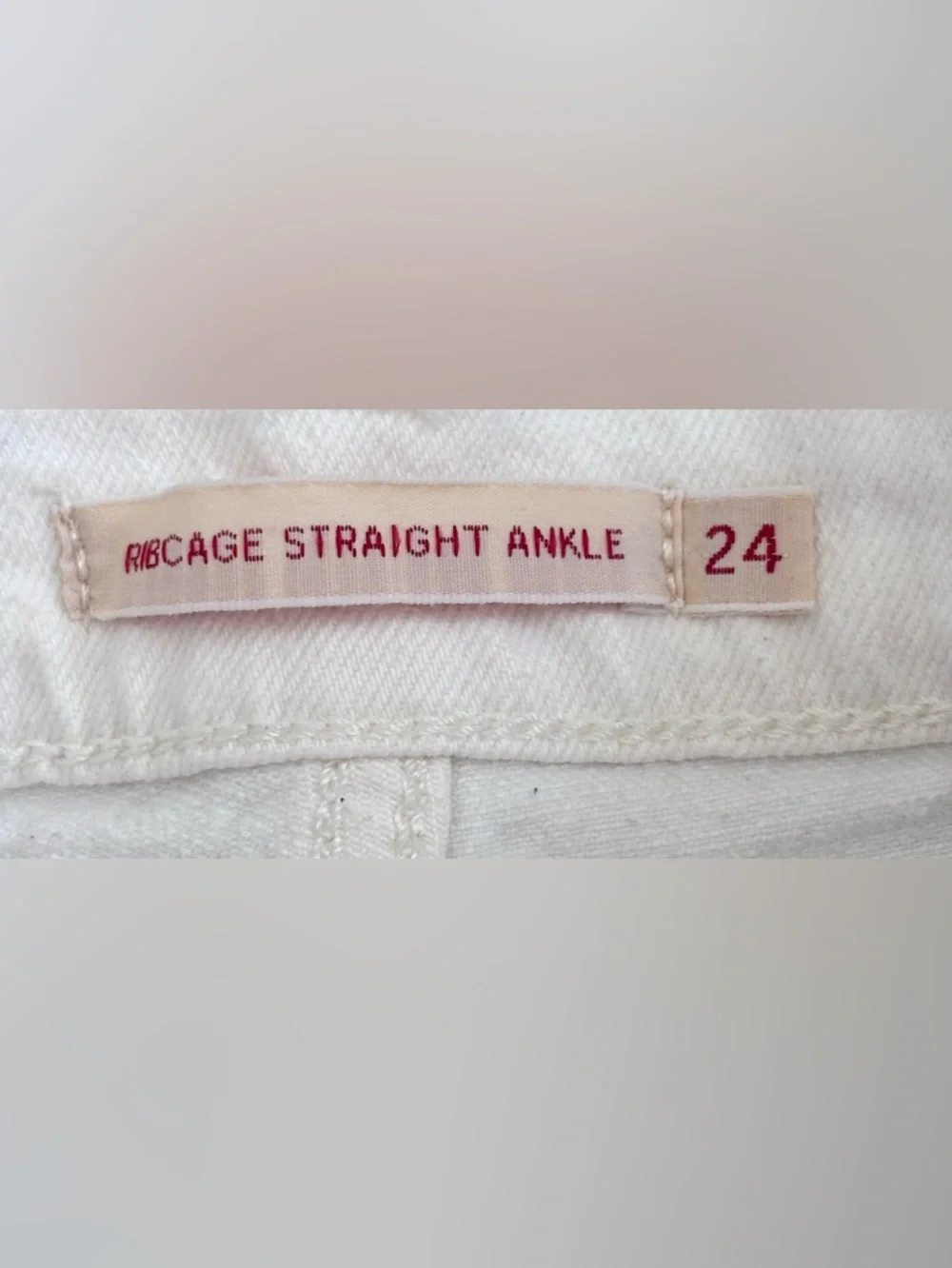 Levi’s Ribcage Straight Ankle Jeans Sz 24 White High Rise Raw Hem